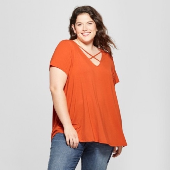 Ava & Viv Tops - [14W] Ava & Viv - Cross Front Drapey Top